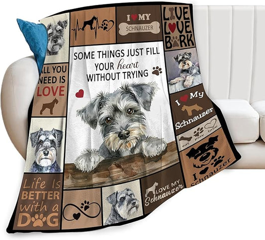 Schnauzer Blanket Dog Throw Blanket Fleece Plush Bedding Schnauzer Gifts for Women Men Boys Girls Adults for Couch Sofa Bed Home Decor 50"X40"