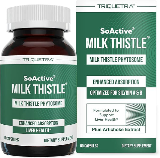 SoActive® Milk Thistle: 10X More Effective Milk Thistle Phytosome, Optimized for Essential Bioactive Silybin A & B Plus Bilear® Artichoke Extract & Bile Enhancer - Liver Support | 60 Servings