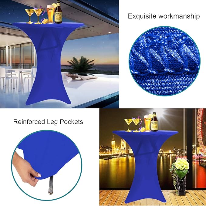 RELIANCER 2 Pack Cocktail Table Covers,30"x42" Fitted Spandex Tablecloth,Stretch Round Highboy Tables Cover,Elastic High Top Table Cloths for Outdoor Party,Wedding,Bar,Birthday,Banquet,Trade Show