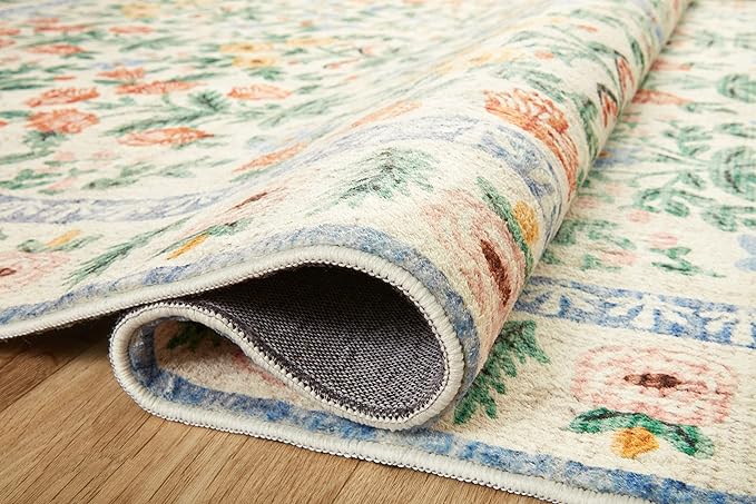 Loloi Rifle Paper Co. Eden Collection EDE-02 Mughal Garden Cream 2'-0" x 5'-0" Accent Rug feat. CloudPile™