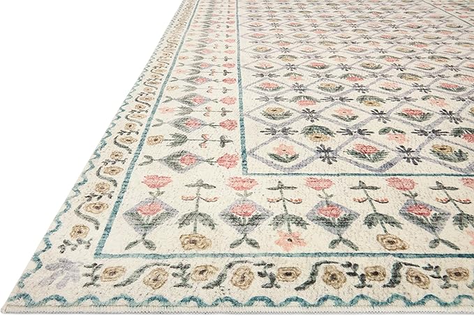 Loloi Rifle Paper Co. Eden Collection EDE-03 Lattice Ivory 3'-6" x 5'-6" Accent Rug feat. CloudPile™