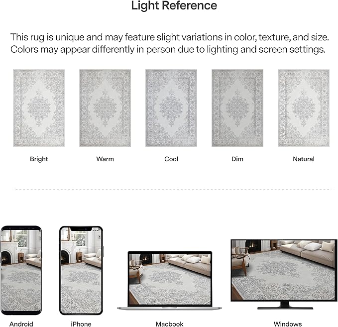 ReaLife Rugs Machine Washable Area Rug Runner - Living Room Bedroom Bathroom Kitchen Entryway Office - Padded Low Pile Stain Resistant Premium - Boho Farmhouse Vintage - Paige - Ivory 2'6" x 8'