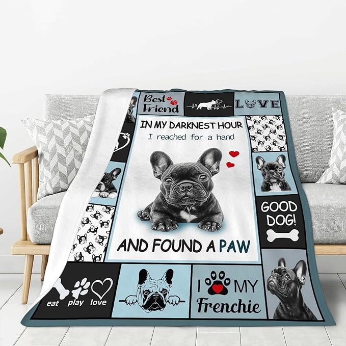 French Bulldog Blanket, Frenchie Throw Blankets, French Bulldog Gifts for Women Men Boys Girls Lover Adult Cozy Fleece Flannel Bedding Stuff Animal Plush for Couch Sofa Bed Decor 60"X50"
