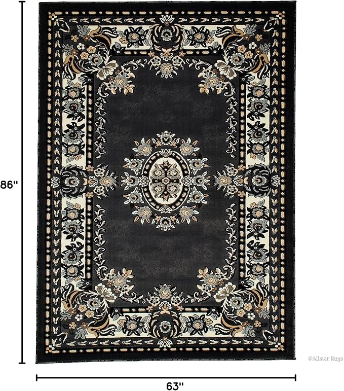 AllStar Rugs High Qual5ity Traditional French Aubusson Rug (Grey, 5x7)