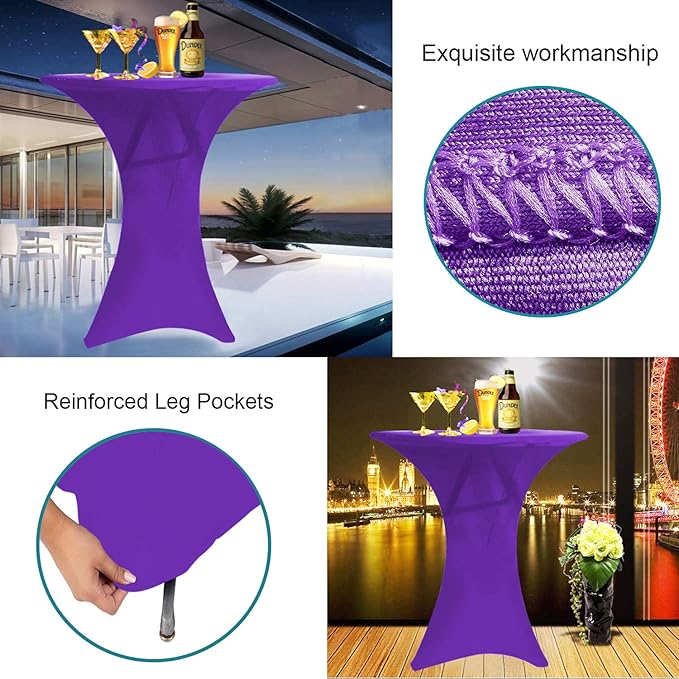 RELIANCER 1 Pack Cocktail Table Covers,30"x42" Fitted Spandex Tablecloth,Stretch Round Highboy Tables Cover,Elastic High Top Table Cloths for Outdoor Party,Wedding,Bar,Birthday,Banquet,Trade Show