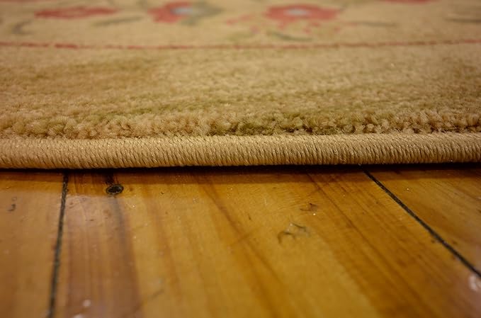 Unique Loom Edinburgh Collection Area Rug - Tulip (8' Round Tan/Red)