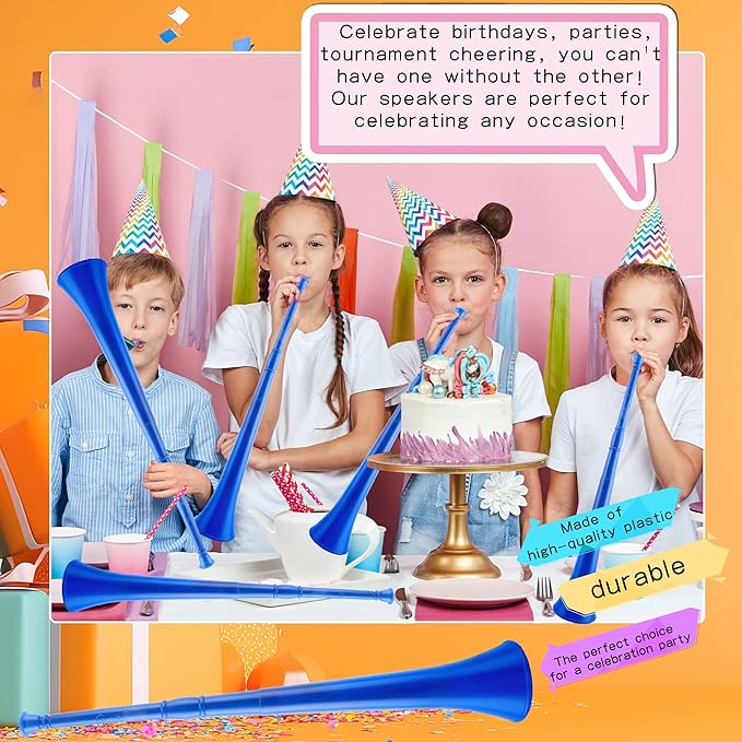 6 Pcs 28 Inch Collapsible Stadium Horn Plastic Vuvuzela Trumpet Horn Blow Noise Maker for Sporting Events Sports Themed Party Supplies (Color set 1)