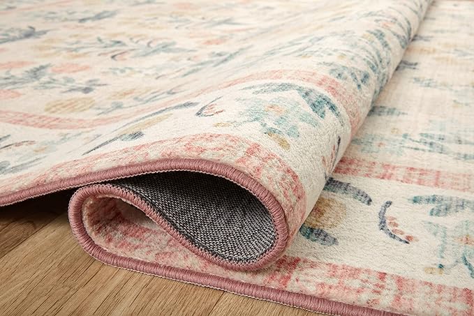 Loloi Rifle Paper Co. Eden Collection EDE-01 Mughal Rose Blush 2'-0" x 5'-0" Accent Rug feat. CloudPile™