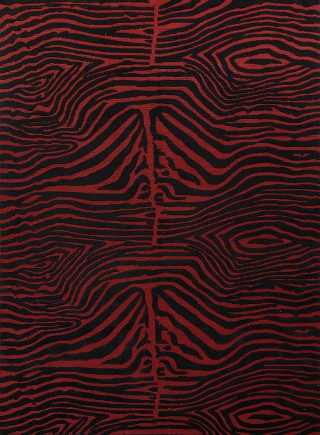 Rug Source Modern Collection 10x12 Nepalese Area Rug, Hand Knotted Red Contemporary Rug, Oriental 100% Wool Carpet for Bedroom, Living Room, Dining Room