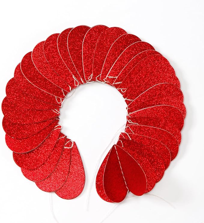 Party-Decorations Red Heart Garland - 39Ft 3D Special Night Galentines Hanging Paper Streamers Banner,Baby Girl Birthday Bachelorette Engagement Mohters Brunch Decor Ouruola