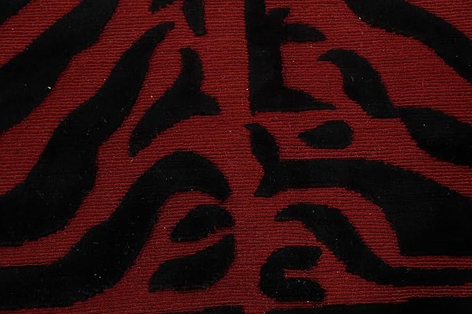 Rug Source Modern Collection 10x12 Nepalese Area Rug, Hand Knotted Red Contemporary Rug, Oriental 100% Wool Carpet for Bedroom, Living Room, Dining Room