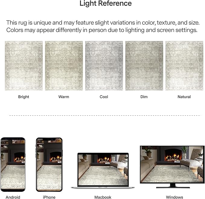 ReaLife Rugs Machine Washable Area Rug Runner - Living Room Bedroom Bathroom Kitchen Entryway Office - Padded Low Pile Stain Resistant Premium - Boho Farmhouse Vintage - Lyle - Beige Ivory 2'6" x 8'