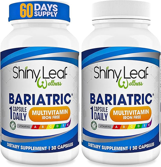 Shiny Leaf Bariatric Multivitamin Without Iron - Vitamins for Gastric Bypass & Sleeve, 1 Daily Capsule W Vitamin A, C, D, Biotin, Zinc, B12, K, Vegetarian, Soy-Free, GMP Cert., Made in USA (360 Ct.)