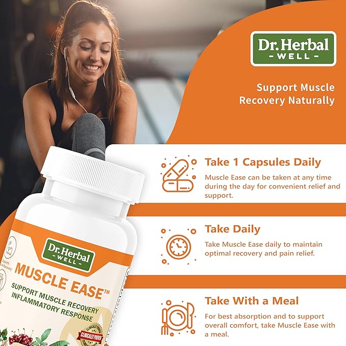 DR.HERBAL WELL Muscle Ease - Joint, Muscle & Nerve Support Fast Acting Relax Comfort Recovery Natural Herbal Supplement - (60 Capsules) MAX-Strength
