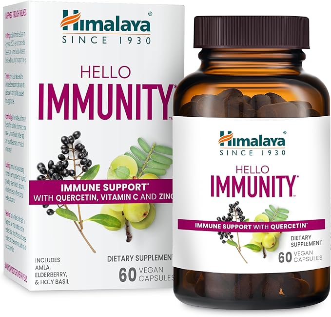 Himalaya Hello Immunity with Quercetin, 60 Day Supply - Herbal Immune Support Supplement, Bioflavonoid and Antioxidant for Immunity and Daily Wellness - Vegan, Non-GMO, Gluten Free, 500 mg, 60 Caplets
