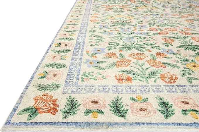 Loloi Rifle Paper Co. Eden Collection EDE-02 Mughal Garden Cream 3'-6" x 5'-6" Accent Rug feat. CloudPile™