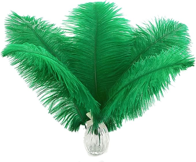 Ballinger Large Green Ostrich Feathers - 24pcs 12-14inch Long Feathers for Vase, Wedding Party Centerpieces Mardi Gras Decorations and Home Decor…