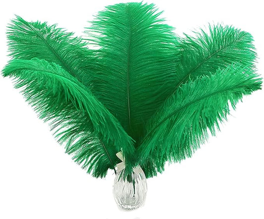 Ballinger Large Green Ostrich Feathers - 24pcs 12-14inch Long Feathers for Vase, Wedding Party Centerpieces Mardi Gras Decorations and Home Decor…
