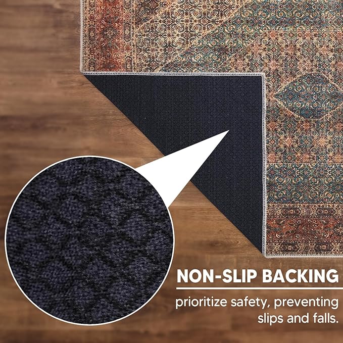 Keen Home Design 3x5 Rug - Machine Washable Entry Rug with Non-Slip Backing, Ideal for Enteryway, Kitchen, Bathroom, Laundry Room - Vintage, Easy Clean, Durable, Low Pile Rug - (3' x 5')