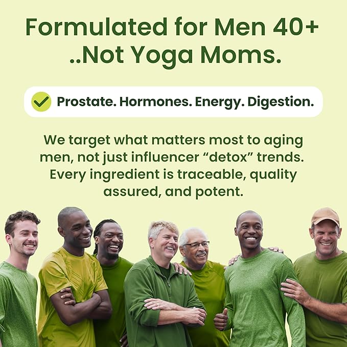 Veridi Greens for Men 40+ | Daily Superfood Greens Powder for Prostate Health, Hormone & Energy Support | Premium USA Blend with Spirulina, Saw Palmetto, Zinc & Enzymes