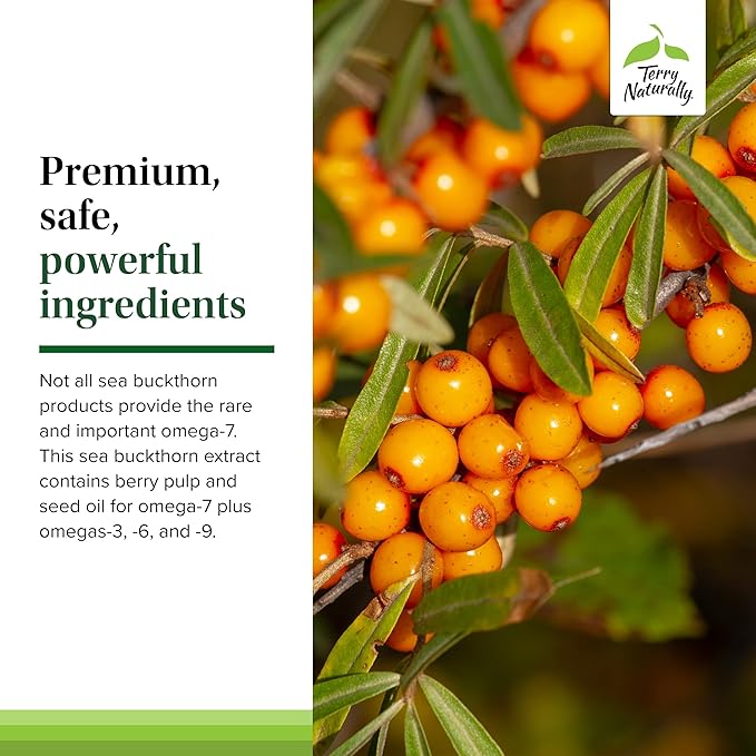 Terry Naturally Omega-7 Dry Eye Relief - Eye Health Supplement with Sea Buckthorn Oil - Dietary Supplement to Aid Dry Eye Relief - 60 Softgels