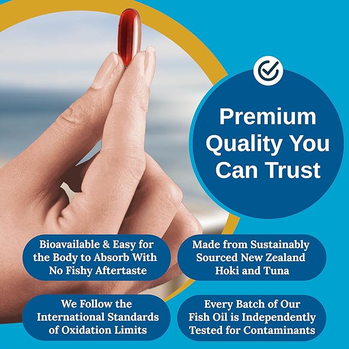 Xtendlife Omega 3 QH Premium CoQ10 Fish Oil - with DHA, EPA, and Ubiquinol - Includes Astaxanthin and Lycopene for Heart, Brain, Joint, and Skin Health - 1 Month Supply (60 Count)