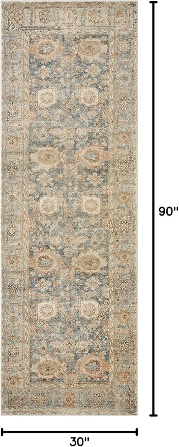 Loloi Margot Collection MAT-03 Ocean/Spice 2'-6" x 7'-6" Runner Rug feat. CloudPile, No-Shed Easy Clean Large Patterned Area Rug for Living Room, Bedroom, Dining Area