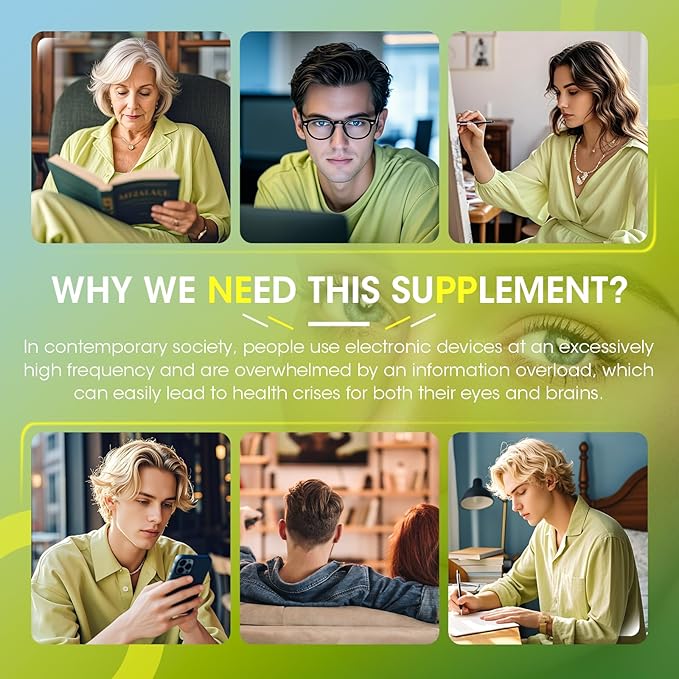 2 Pack Lutein Eye Vitamins 14 in 1 Supplement Eye Vitamins for Ocular Health, Dry Eye Support, Memory & Focus Supplement, Contains Zeaxanthin, Zinc, Vitamins A/C/E, 240 Capsules Total