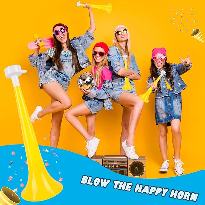 8 Pcs 10.24 Inch Collapsible Stadium Horn Plastic Vuvuzela Trumpet Horn Loud Sound Noise Maker for Sporting Events Graduation Games School Sports Party Supplies (Color Set 4)