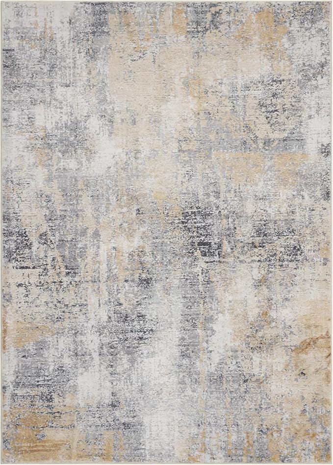 DomDomitapis Area Rug 3×5, Vintage Boho Rug,Ultra-Soft Low Pile, Washable, Non Slip,Stain Resistant Printed Carpet for Living Room Bedrooms Playroom Office Kitchen, Gold/Grey