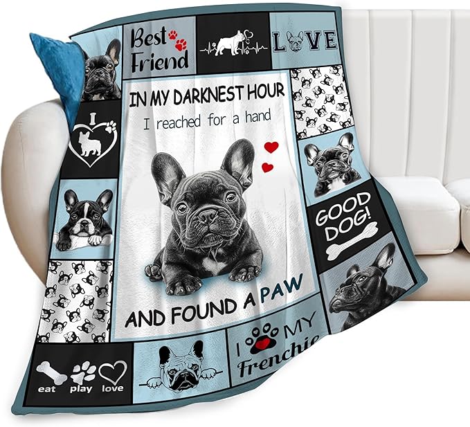 French Bulldog Blanket, Frenchie Throw Blankets, French Bulldog Gifts for Women Men Boys Girls Lover Adult Cozy Fleece Flannel Bedding Stuff Animal Plush for Couch Sofa Bed Decor 80"X60"