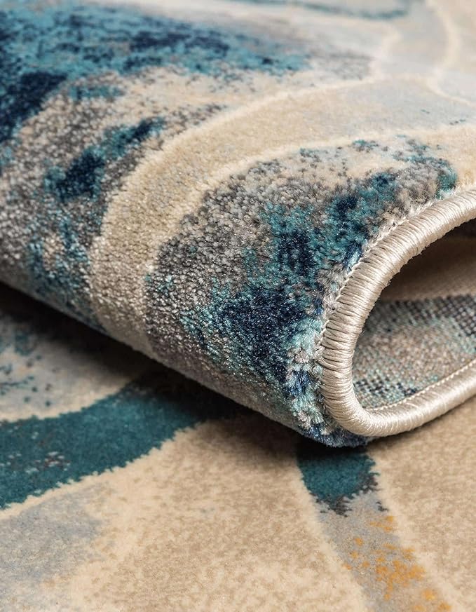 Unique Loom Mystic Collection Area Rug - Fitz Roy (2' 7" x 10' Runner, Navy Blue/Beige)