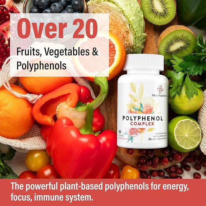 67,500 MG Polyphenols Supplement - Powerful Antioxidants & Polyphenol for Age Defense, Polyphenol Superfood, Quercetin, Resveratrol, Green Tea, Plant-Based & Energy, Immune Support, 270 Capsules