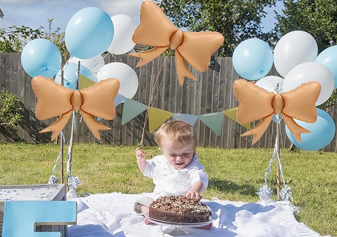 3 Pcs Bow Big Balloon Macaron Caramel Color Bow Theme Birthday Party Baby Shower Girl Party Decoration Suppli