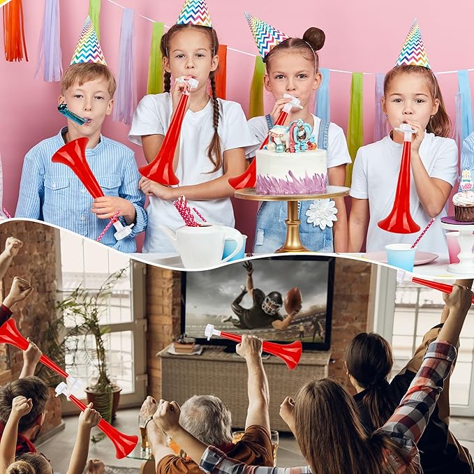 8 Pcs 10.24 Inch Collapsible Stadium Horn Plastic Vuvuzela Trumpet Horn Loud Sound Noise Maker for Sporting Events Graduation Games School Sports Party Supplies (Color Set 5)