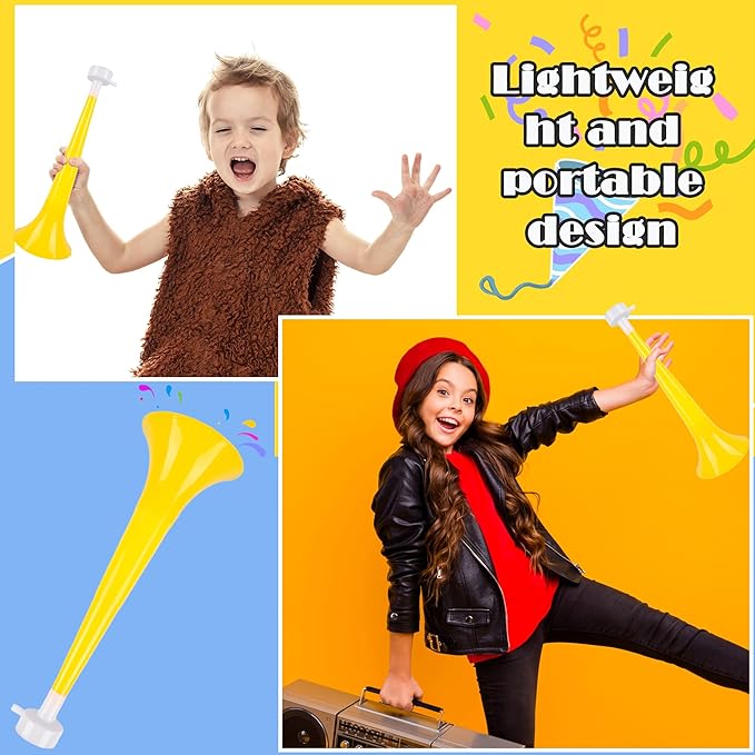 8 Pcs 10.24 Inch Collapsible Stadium Horn Plastic Vuvuzela Trumpet Horn Loud Sound Noise Maker for Sporting Events Graduation Games School Sports Party Supplies (Color Set 4)