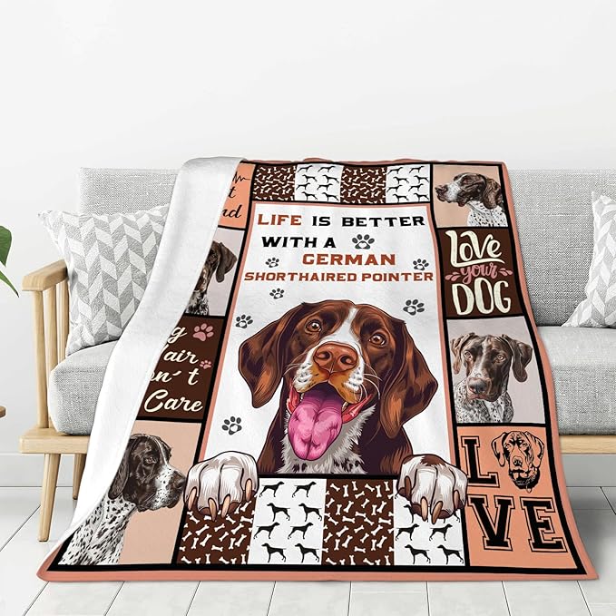 German Shorthaired Pointer Blanket Dog Throw Blanket Cozy Fleece Flannel Bedding Pet Stuff Gifts for Women Men Boys Girls Lovers Adults Lovers Plush for Couch Sofa Bed Decor 50"X40"