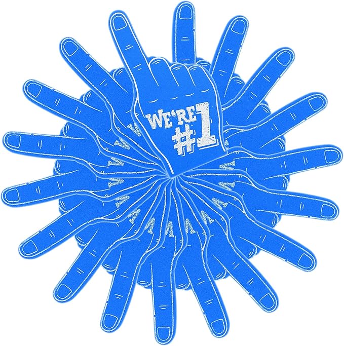 18Pcs Mini Foam Fingers for Sports-Themed Birthday, We're #1 Fan Foam Finger, Bulk Mini Foams Hand Fingers Cheerleader Gifts for Sports Events Party Supplies (Blue)