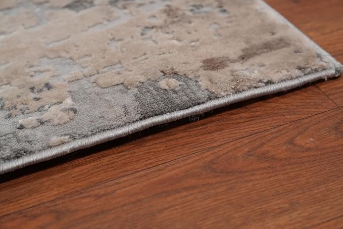 Rug Source Modern Collection 8x10 Area Rug, Machine Made Greys & Charcoal Contemporary Rug, Oriental Polyester Carpet for Bedroom, Living Room, Dining Room