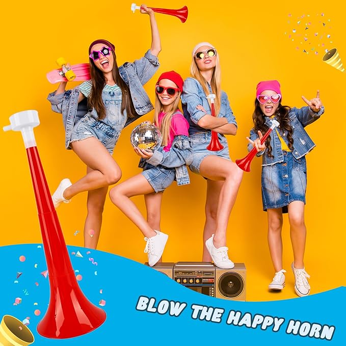 8 Pcs 10.24 Inch Collapsible Stadium Horn Plastic Vuvuzela Trumpet Horn Loud Sound Noise Maker for Sporting Events Graduation Games School Sports Party Supplies (Color Set 5)