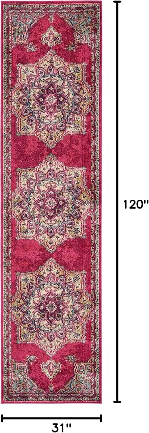 Unique Loom Medici Collection Floral Medallion Traditional Vintage Pink Runner Rug (2' 7 x 10' 0)