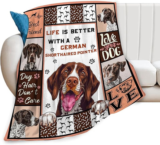 German Shorthaired Pointer Blanket Dog Throw Blanket Cozy Fleece Flannel Bedding Pet Stuff Gifts for Women Men Boys Girls Lovers Adults Lovers Plush for Couch Sofa Bed Decor 50"X40"