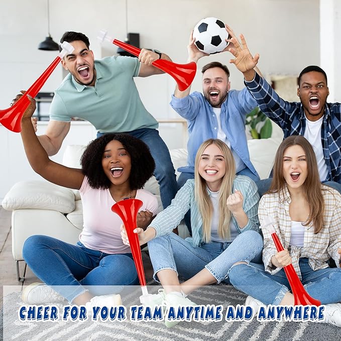 8 Pcs 10.24 Inch Collapsible Stadium Horn Plastic Vuvuzela Trumpet Horn Loud Sound Noise Maker for Sporting Events Graduation Games School Sports Party Supplies (Color Set 5)