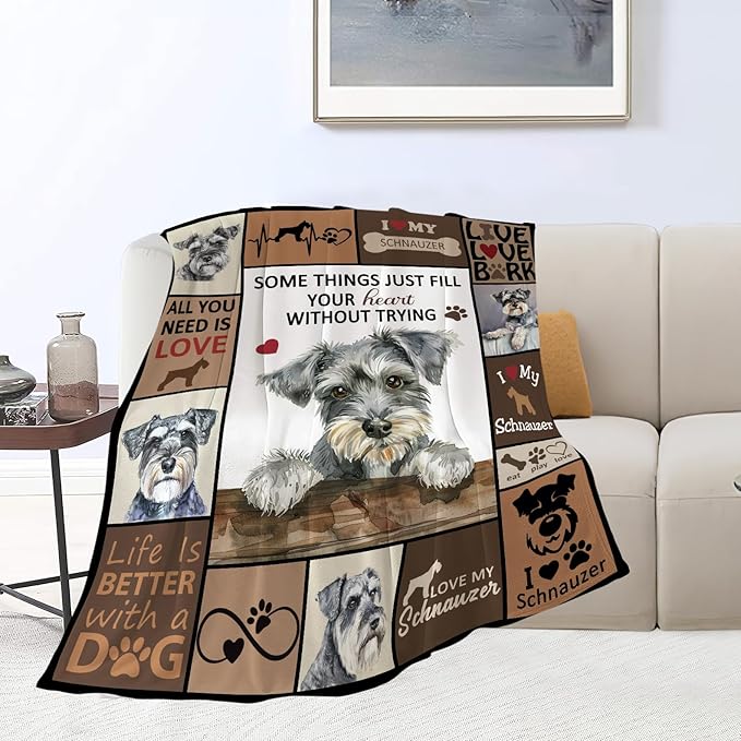 Schnauzer Blanket Dog Throw Blanket Fleece Plush Bedding Schnauzer Gifts for Women Men Boys Girls Adults for Couch Sofa Bed Home Decor 50"X40"