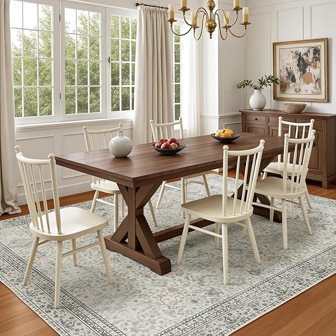 Lofus 5x7 Area Rug for Living Room, White Washable Area Rugs with Non-Slip Backing,Soft Boho Carpets for Bedroom Dining Room Home Office Indoor Nursery