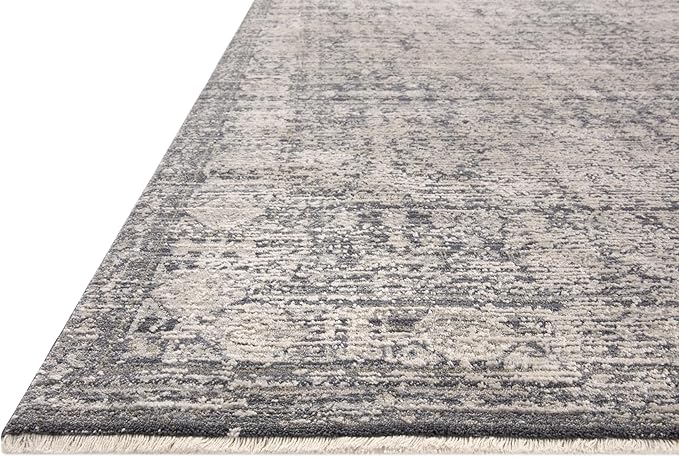 Loloi Amber Lewis Alie Collection ALE-03 Charcoal/Dove 5'-3'' x 5'-3'', .13'' Pile Height, Round Area Rug