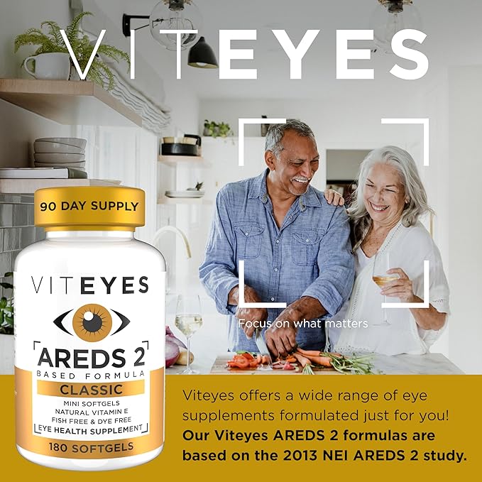 Viteyes AREDS 2 Classic Macular Health Formula Softgels, Eye Health Vitamin to Support Macular Health, Lower Zinc, Eye Vitamins, Macular Vitamins, Beta-Carotene Free, 180 Softgels