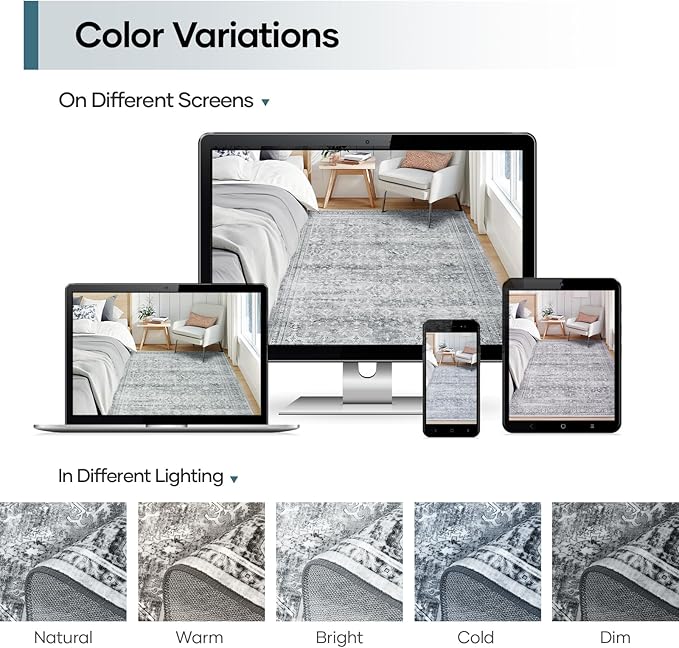 Lofus 10x14 Area Rug for Living Room,Grey Washable Large Rugs with Non-Slip Backing,Soft Boho Carpets for Bedroom Dining Room Home Office Indoor Nursery