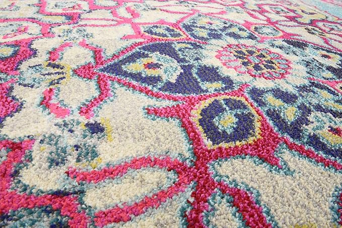 Unique Loom Medici Collection Floral Medallion Traditional Vintage Light Blue Area Rug (7' 0 x 10' 0)