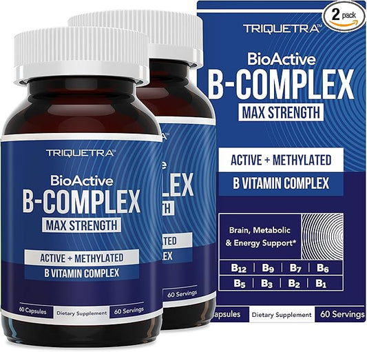 BioActive Vitamin B Complex Blood Stream Ready, Methylated B Complex Featuring Methylfolate 3 BioActive Forms of B12, BenfoPure® B1 & Pantesin® B5 12 B Vitamins in Clinical Doses(120 Servings - 2Pack)